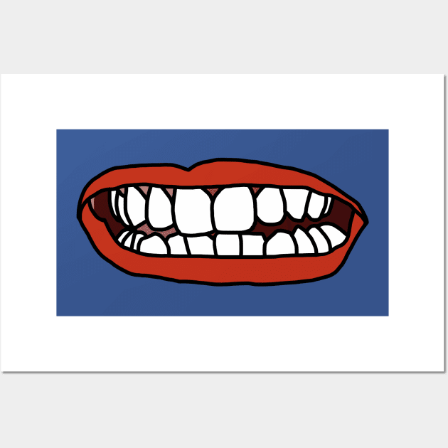 Natural Teeth Red Lips Mouth Wall Art by ellenhenryart